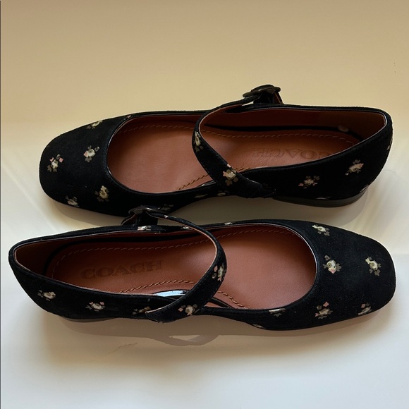 Coach Black Floral Suede Mary Jane Shoes Never Worn. - Picture 1 of 10